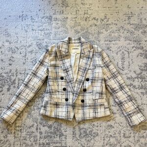 L'AGENCE Black and Cream Plaid Blazer